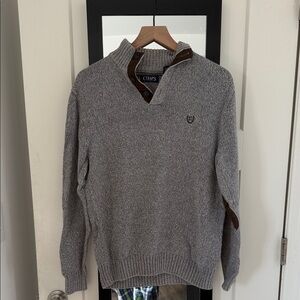Chaps Men's Zip Up Sweater in Gray